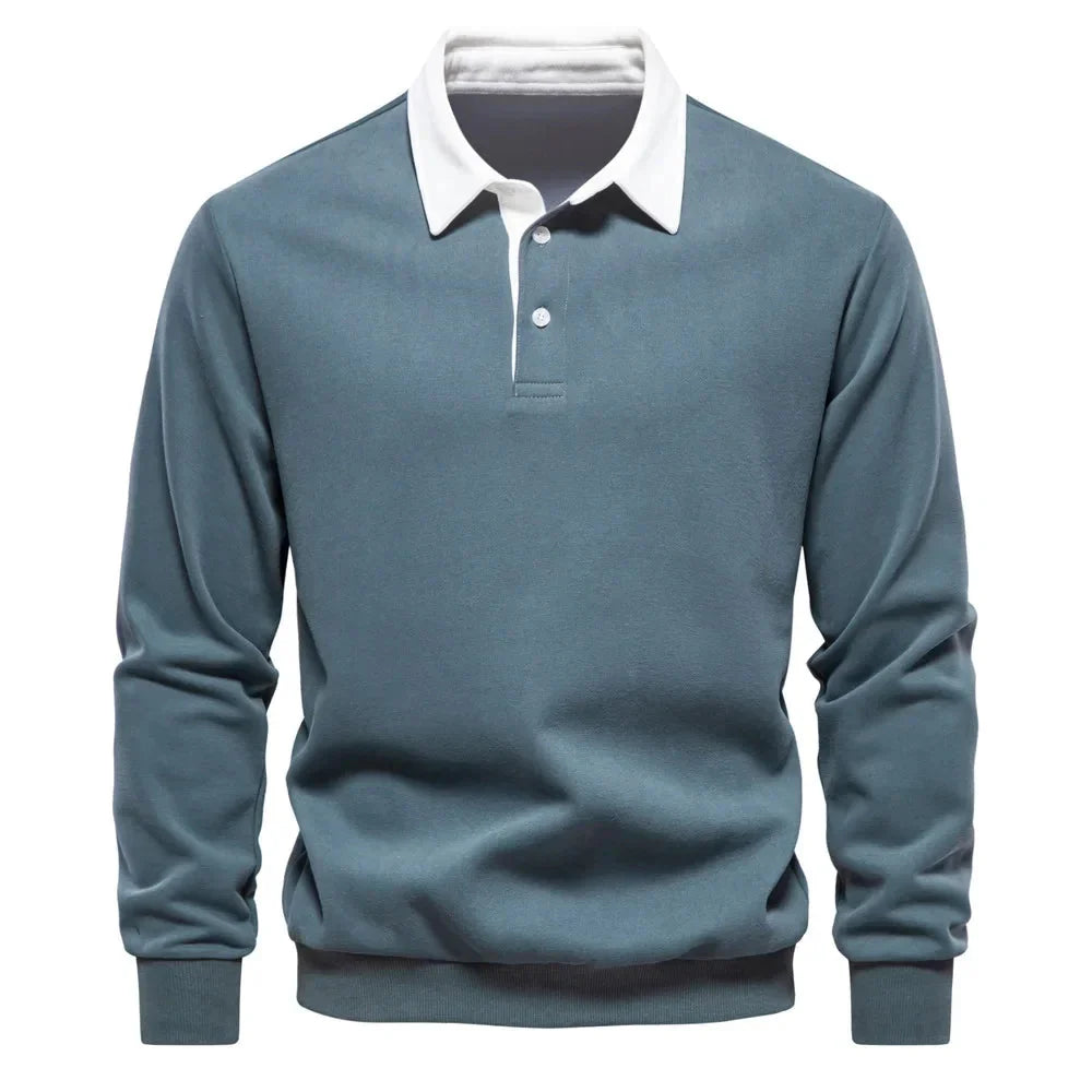 Polopullover - Langarm - Quarter Button-Up - Polopullover - Polohemden für Männer-HauteBerlin