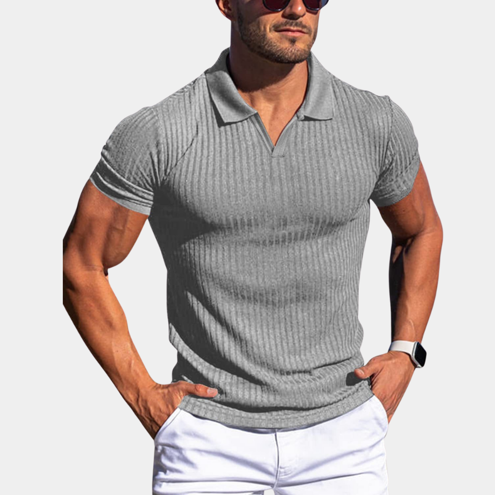 Poloshirt | Mit Kragen | Gerippt | Polo-T-Shirt | Herrenbekleidung-HauteBerlin