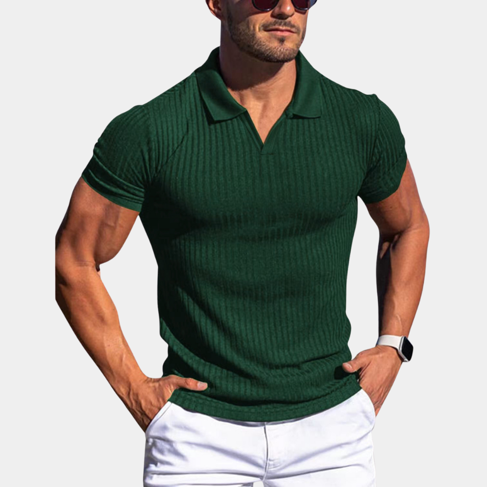 Poloshirt | Mit Kragen | Gerippt | Polo-T-Shirt | Herrenbekleidung-HauteBerlin