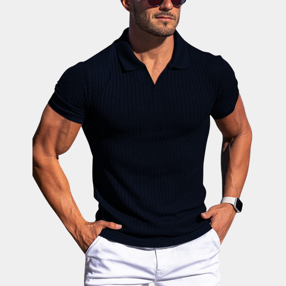 Poloshirt | Mit Kragen | Gerippt | Polo-T-Shirt | Herrenbekleidung-HauteBerlin