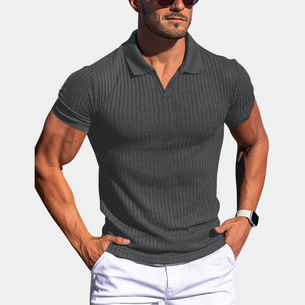 Poloshirt | Mit Kragen | Gerippt | Polo-T-Shirt | Herrenbekleidung-HauteBerlin