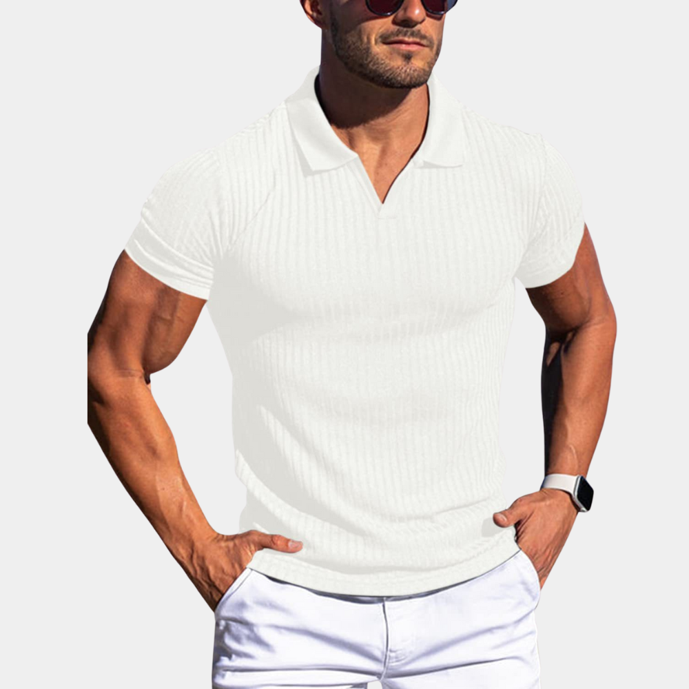 Poloshirt | Mit Kragen | Gerippt | Polo-T-Shirt | Herrenbekleidung-HauteBerlin