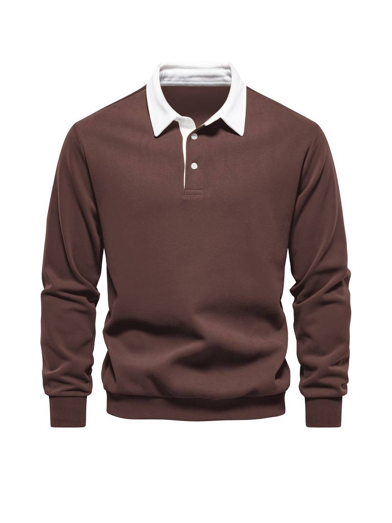 Poloshirt | Umlegekragen | Viertel-Knopfleiste | Langarm-Poloshirts | Herrenhemden-HauteBerlin