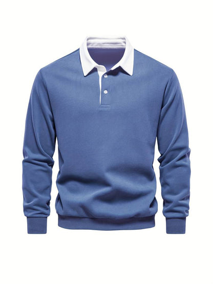 Poloshirt | Umlegekragen | Viertel-Knopfleiste | Langarm-Poloshirts | Herrenhemden-HauteBerlin
