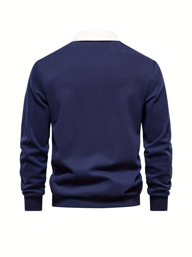 Poloshirt | Umlegekragen | Viertel-Knopfleiste | Langarm-Poloshirts | Herrenhemden-HauteBerlin