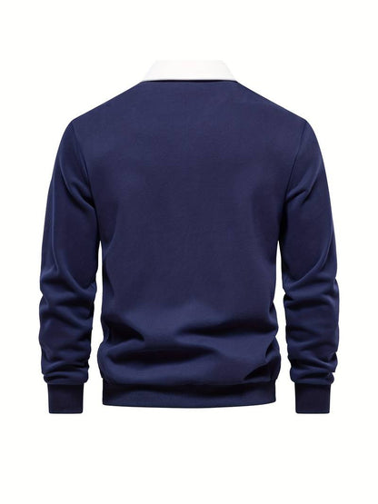 Poloshirt | Umlegekragen | Viertel-Knopfleiste | Langarm-Poloshirts | Herrenhemden-HauteBerlin