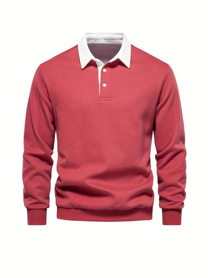Poloshirt | Umlegekragen | Viertel-Knopfleiste | Langarm-Poloshirts | Herrenhemden-HauteBerlin