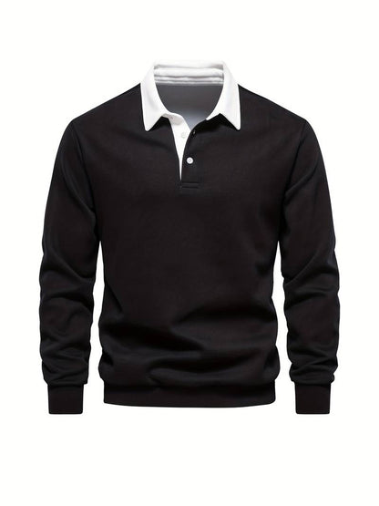Poloshirt | Umlegekragen | Viertel-Knopfleiste | Langarm-Poloshirts | Herrenhemden-HauteBerlin