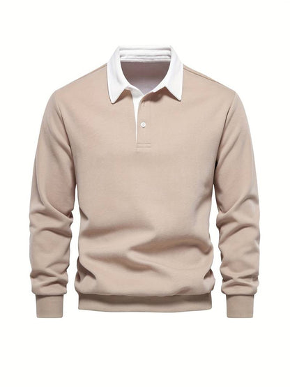 Poloshirt | Umlegekragen | Viertel-Knopfleiste | Langarm-Poloshirts | Herrenhemden-HauteBerlin