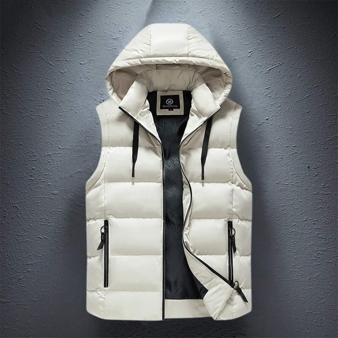 Puffer Vest – ärmellose Weste mit Kapuze und Reißverschluss für Herren als wärmende Körperbedeckung für den Winter-HauteBerlin