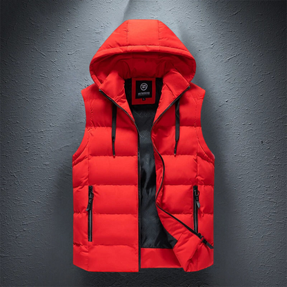 Puffer Vest – ärmellose Weste mit Kapuze und Reißverschluss für Herren als wärmende Körperbedeckung für den Winter-HauteBerlin