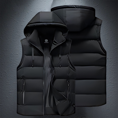 Puffer Vest – ärmellose Weste mit Kapuze und Reißverschluss für Herren als wärmende Körperbedeckung für den Winter-HauteBerlin