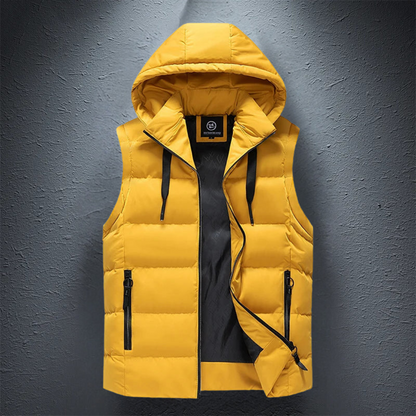 Puffer Vest – ärmellose Weste mit Kapuze und Reißverschluss für Herren als wärmende Körperbedeckung für den Winter-HauteBerlin