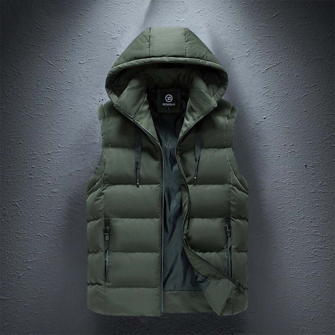 Puffer Vest – ärmellose Weste mit Kapuze und Reißverschluss für Herren als wärmende Körperbedeckung für den Winter-HauteBerlin