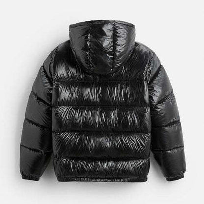 Pufferjacke – Schwarze Winter-Daunenjacke mit Kapuze für Männer-HauteBerlin