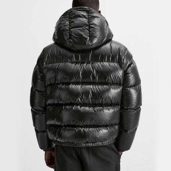 Pufferjacke – Schwarze Winter-Daunenjacke mit Kapuze für Männer-HauteBerlin
