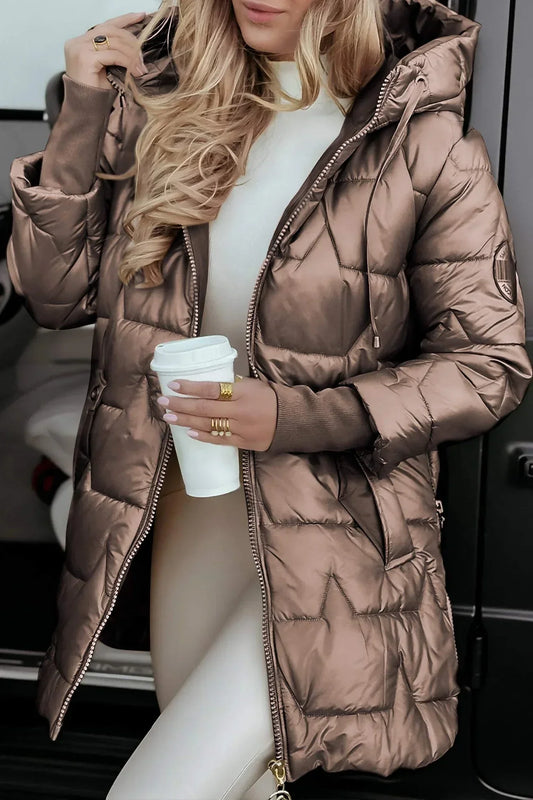 Pufferjacke – Winterjacke mit Kapuze und Füllung für Frauen-HauteBerlin