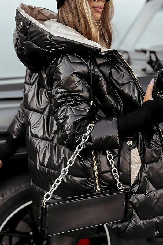 Pufferjacke – Winterjacke mit Kapuze und Füllung für Frauen-HauteBerlin