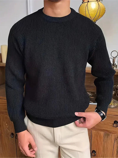 Pullover - Herren Rundhalsausschnitt Rippenstrickpullover-HauteBerlin