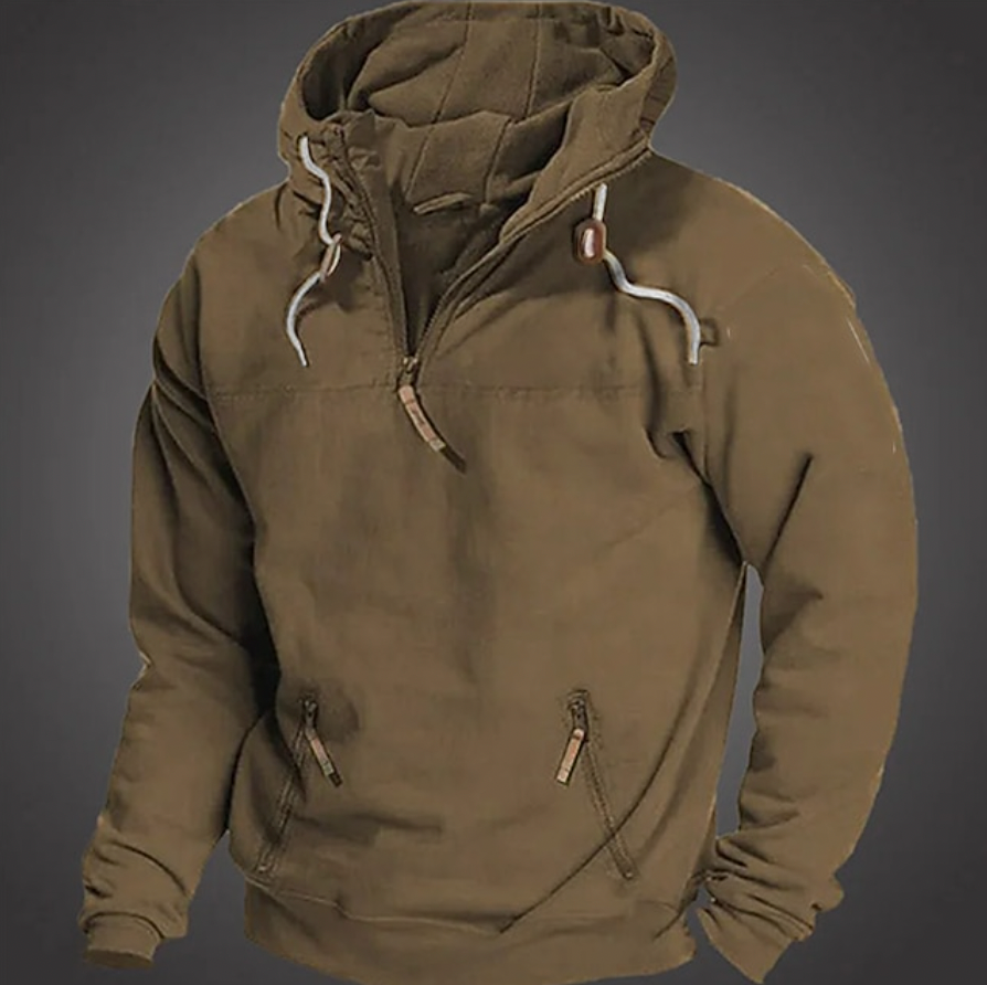 Pullover Hoodie – Warmer Herren-Hoodie mit halbem Reißverschluss und Taschen-HauteBerlin
