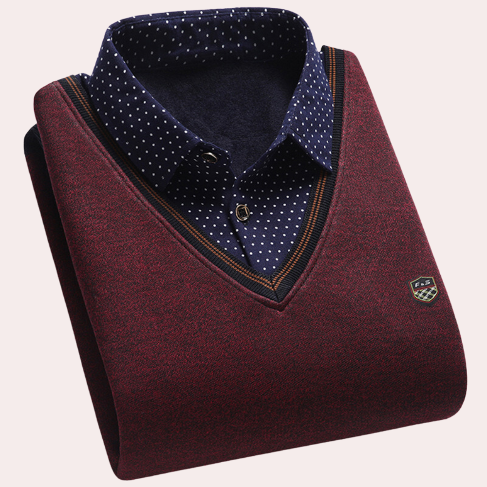 Pullover mit Hemd – Herren-Pullover mit Kragen, V-Ausschnitt und Hemd-HauteBerlin