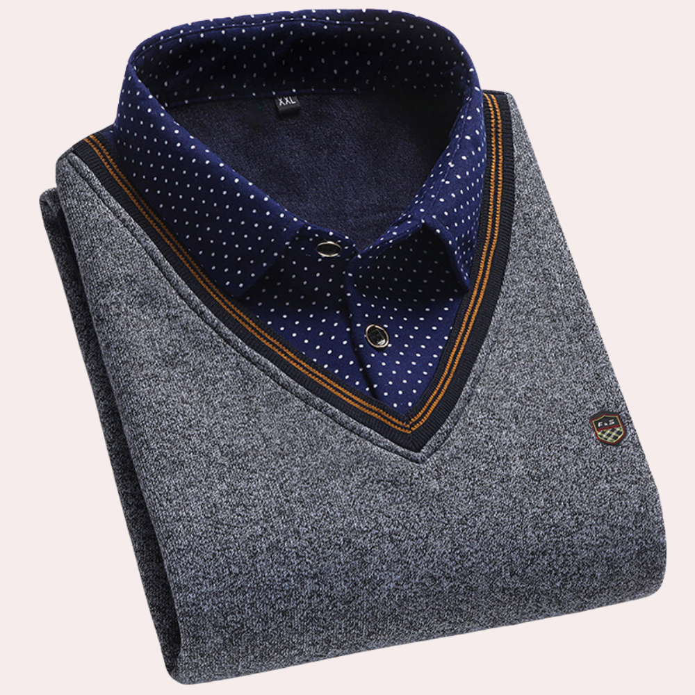 Pullover mit Hemd – Herren-Pullover mit Kragen, V-Ausschnitt und Hemd-HauteBerlin
