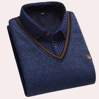 Pullover mit Hemd – Herren-Pullover mit Kragen, V-Ausschnitt und Hemd-HauteBerlin