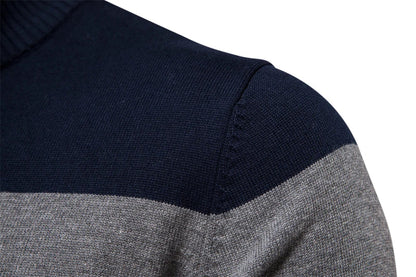 Pullover mit Viertelreißverschluss | Gestreift | Schmal geschnitten | Strickpullover | Herren-Pullover mit halbem Reißverschluss-HauteBerlin