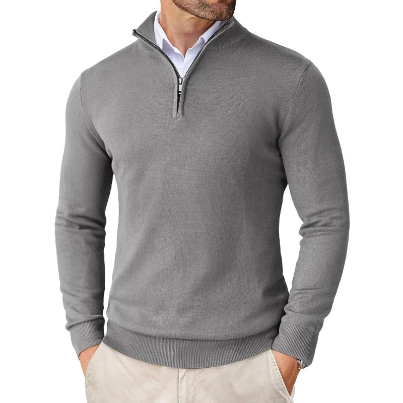 Pullover mit Viertelreißverschluss | Gestrickt | Halbreißverschluss | Polo-Pullover | Herren-Pullover mit Viertelreißverschluss-HauteBerlin