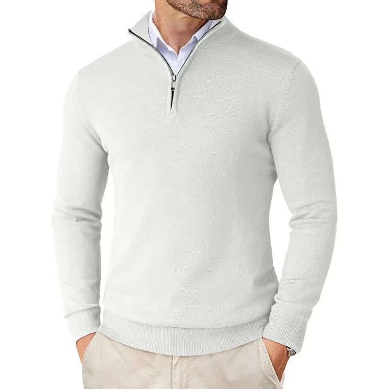 Pullover mit Viertelreißverschluss | Gestrickt | Halbreißverschluss | Polo-Pullover | Herren-Pullover mit Viertelreißverschluss-HauteBerlin