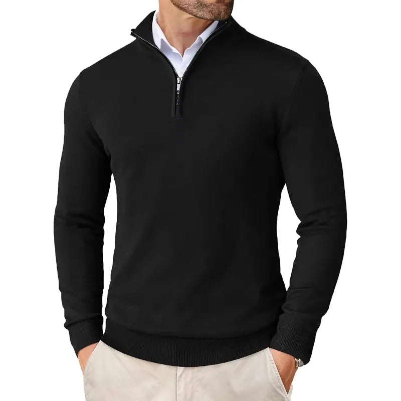 Pullover mit Viertelreißverschluss | Gestrickt | Halbreißverschluss | Polo-Pullover | Herren-Pullover mit Viertelreißverschluss-HauteBerlin
