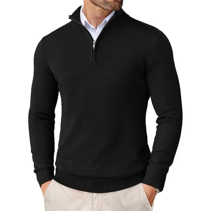 Pullover mit Viertelreißverschluss | Gestrickt | Halbreißverschluss | Polo-Pullover | Herren-Pullover mit Viertelreißverschluss-HauteBerlin