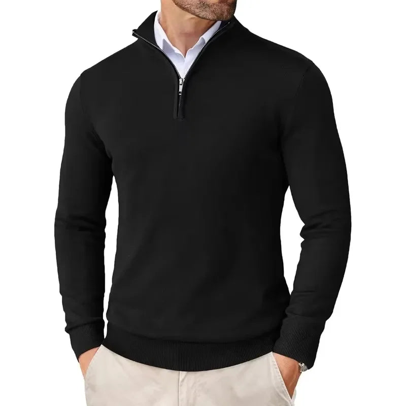 Pullover mit Viertelreißverschluss | Gestrickt | Halbreißverschluss | Polo-Pullover | Herren-Pullover mit Viertelreißverschluss-HauteBerlin