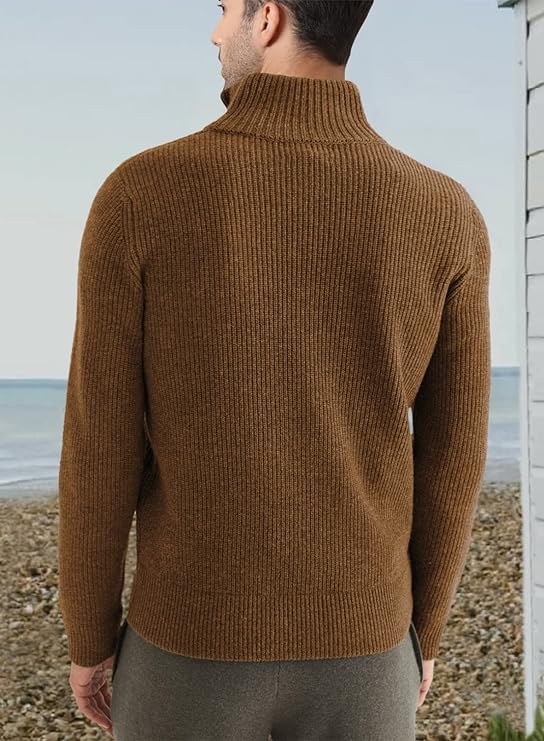 Pullover mit Viertelreißverschluss | Gestrickt | Rippstrick | Polopullover | Herrenpullover mit halbem Reißverschluss-HauteBerlin