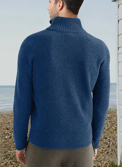 Pullover mit Viertelreißverschluss | Gestrickt | Rippstrick | Polopullover | Herrenpullover mit halbem Reißverschluss-HauteBerlin