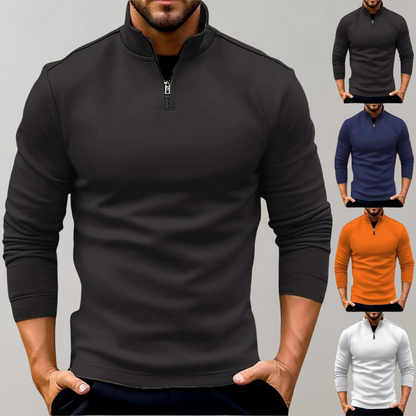 Pullover mit halbem Reißverschluss | Langarmshirt | Pullover | Sweatshirt | Herrenbekleidung-HauteBerlin