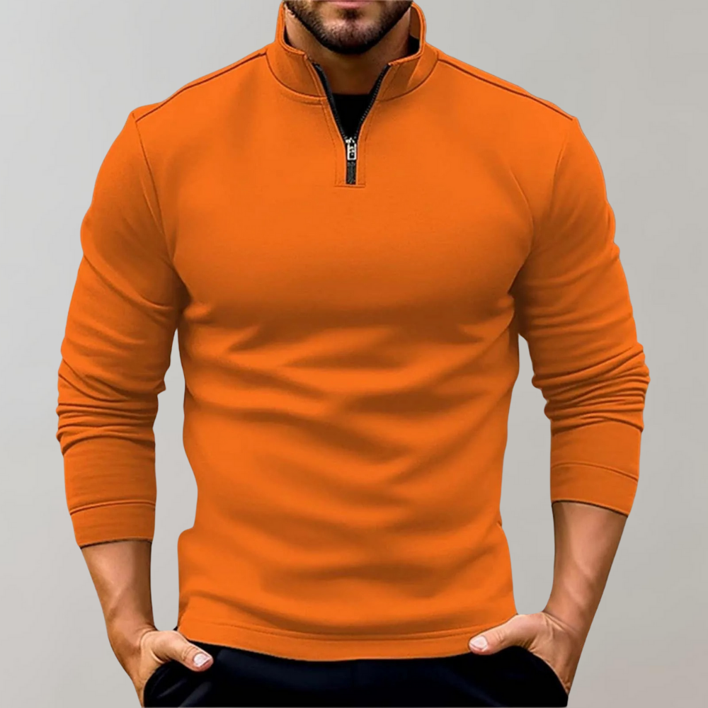 Pullover mit halbem Reißverschluss | Langarmshirt | Pullover | Sweatshirt | Herrenbekleidung-HauteBerlin