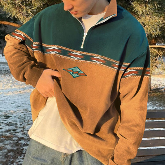 Pullover mit halbem Reißverschluss – Lässig – Oversized – Sweatshirt – Herren-Pullover mit Viertelreißverschluss-HauteBerlin