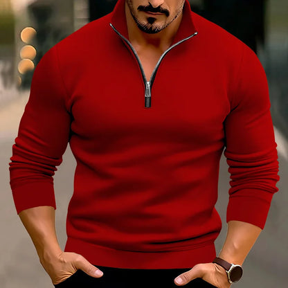 Pullover mit halbem Reißverschluss | Lässig | Warm | Sweatshirt mit halbem Reißverschluss | Herrenpullover mit Viertelreißverschluss-HauteBerlin