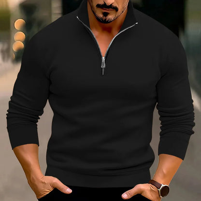 Pullover mit halbem Reißverschluss | Lässig | Warm | Sweatshirt mit halbem Reißverschluss | Herrenpullover mit Viertelreißverschluss-HauteBerlin