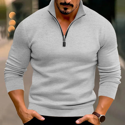Pullover mit halbem Reißverschluss | Lässig | Warm | Sweatshirt mit halbem Reißverschluss | Herrenpullover mit Viertelreißverschluss-HauteBerlin