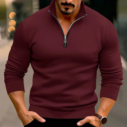 Pullover mit halbem Reißverschluss | Lässig | Warm | Sweatshirt mit halbem Reißverschluss | Herrenpullover mit Viertelreißverschluss-HauteBerlin