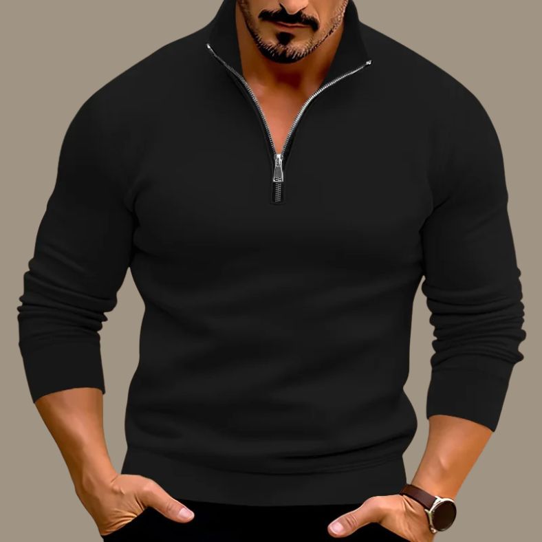 Pullover mit halbem Reißverschluss | Lässig | Warm | Sweatshirt mit halbem Reißverschluss | Herrenpullover mit Viertelreißverschluss-HauteBerlin