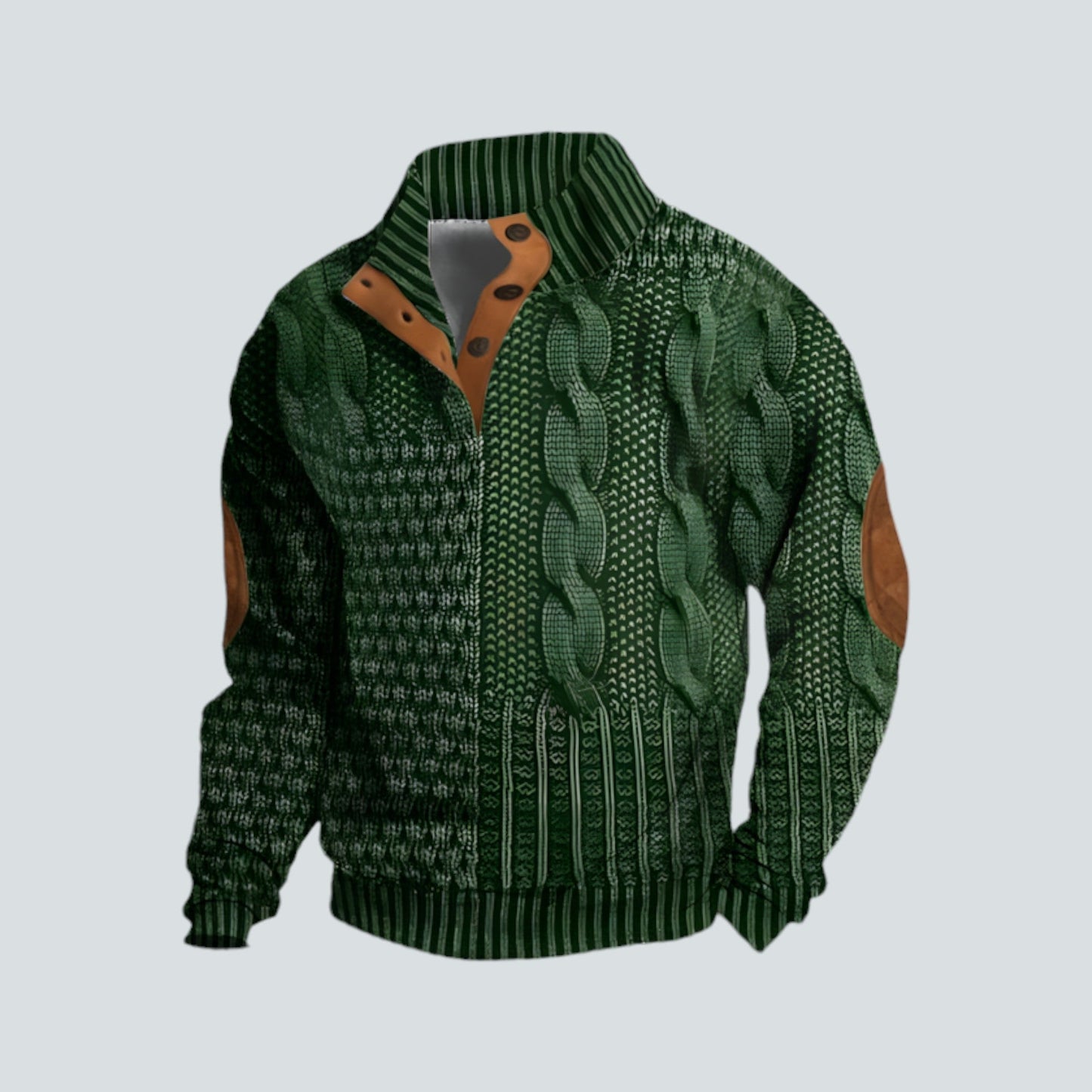 Pullover – warmer Herrenpullover mit lockerer Passform und vierteljährlicher Knopfleiste-HauteBerlin
