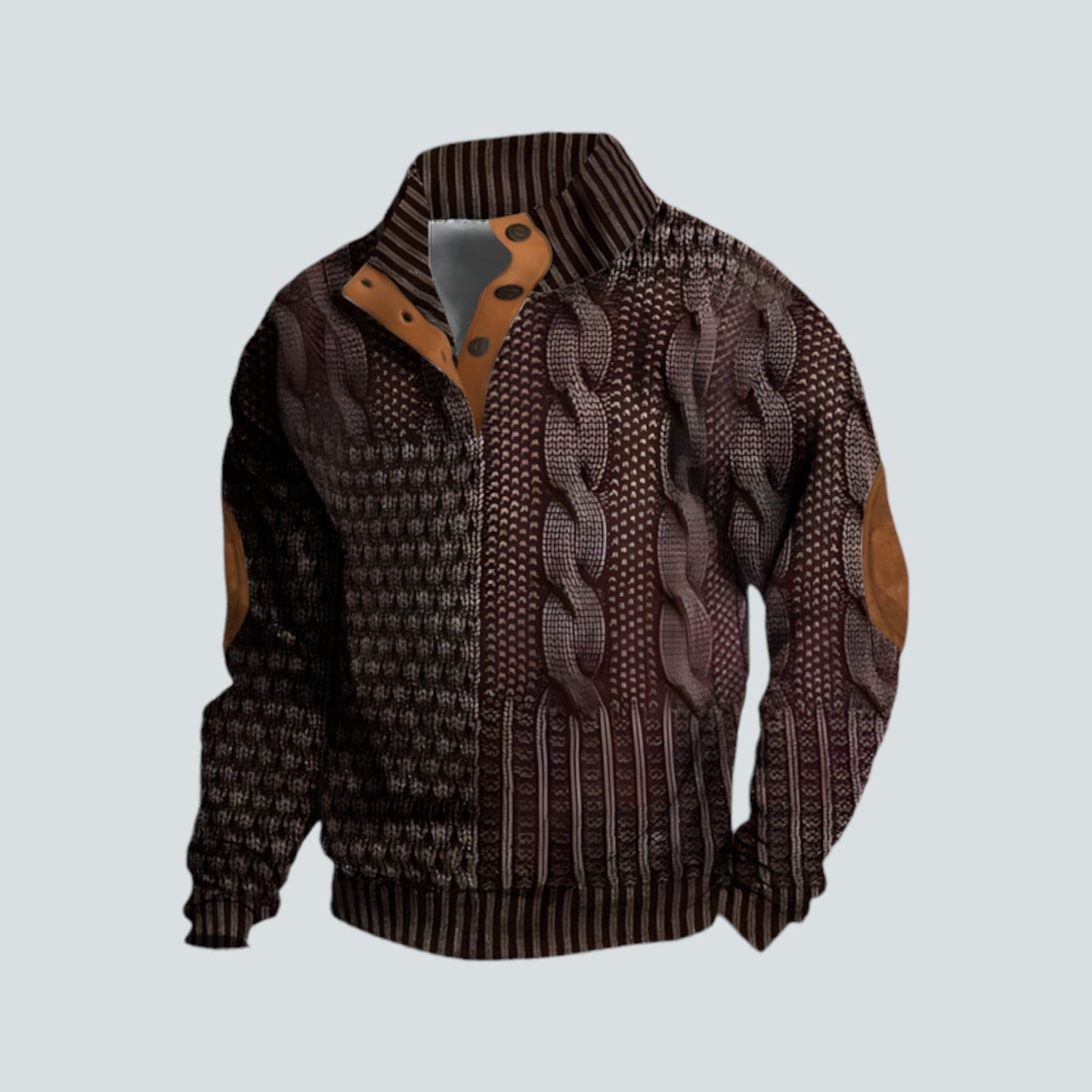 Pullover – warmer Herrenpullover mit lockerer Passform und vierteljährlicher Knopfleiste-HauteBerlin
