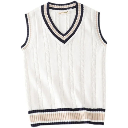 Pulloverweste - Herren ärmellose V-Ausschnitt Pullover Strickweste-HauteBerlin