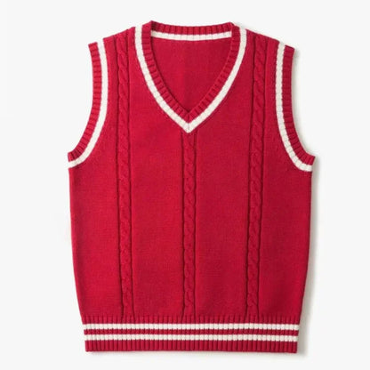 Pulloverweste - Herren ärmellose V-Ausschnitt Pullover Strickweste-HauteBerlin