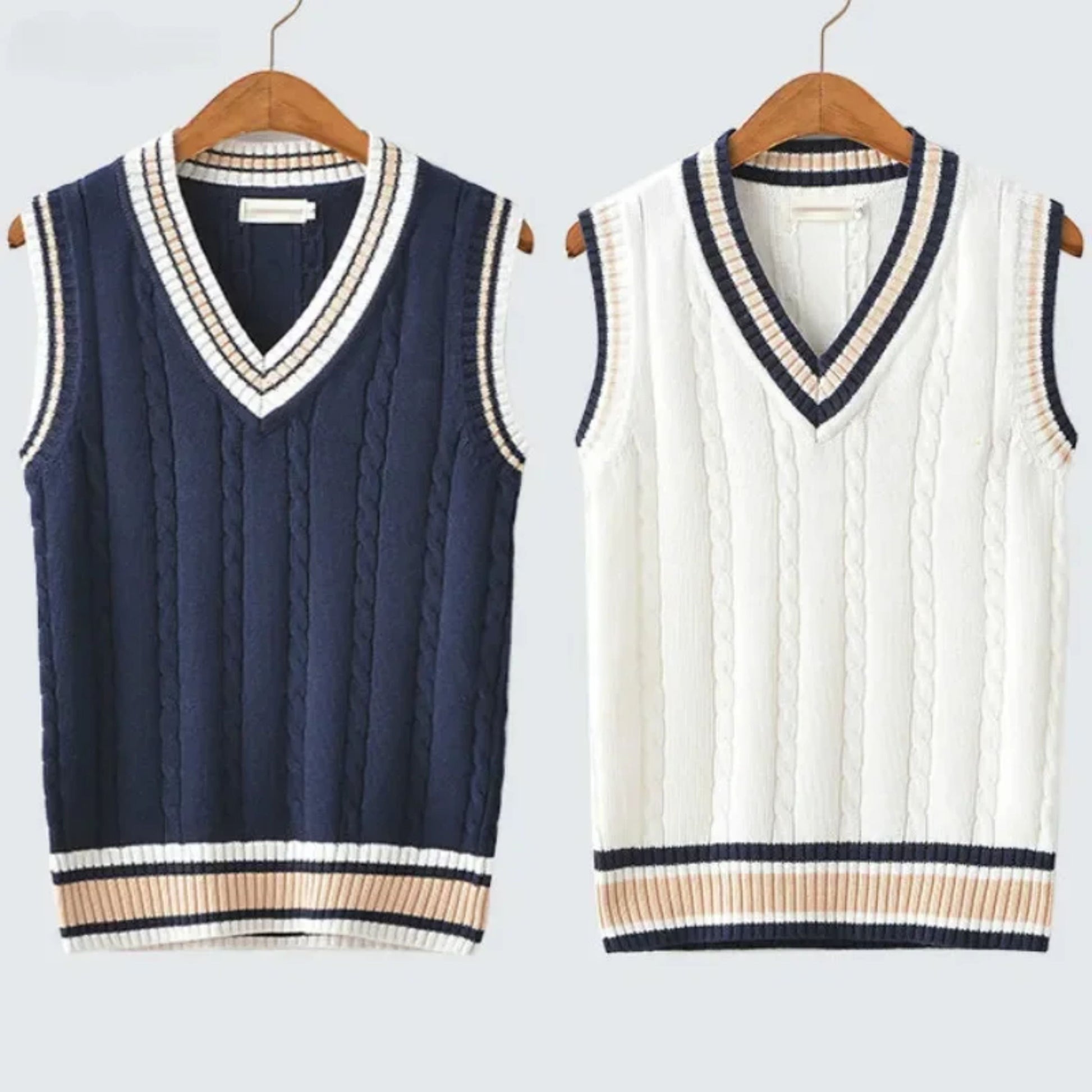 Pulloverweste - Herren ärmellose V-Ausschnitt Pullover Strickweste-HauteBerlin