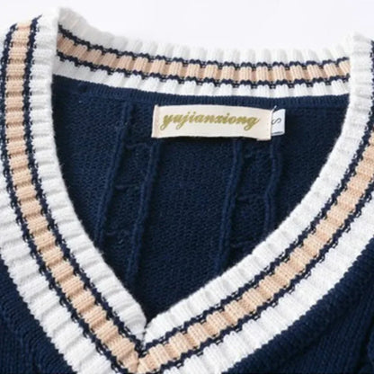Pulloverweste - Herren ärmellose V-Ausschnitt Pullover Strickweste-HauteBerlin