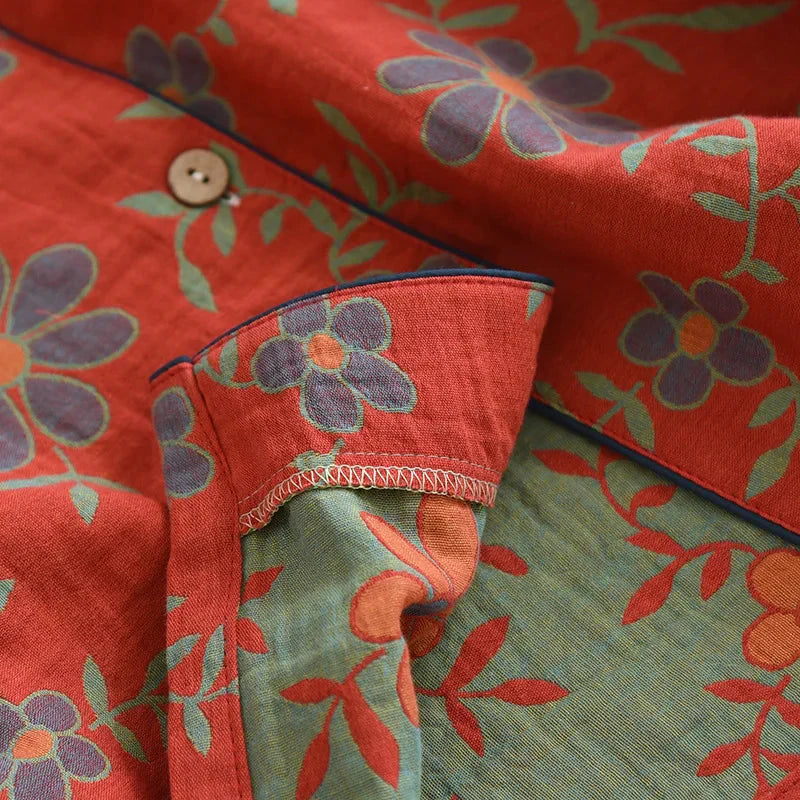 Pyjama Set | Floral | Langarm | Leinen Kleidung | Nachtwäsche für Frauen-HauteBerlin